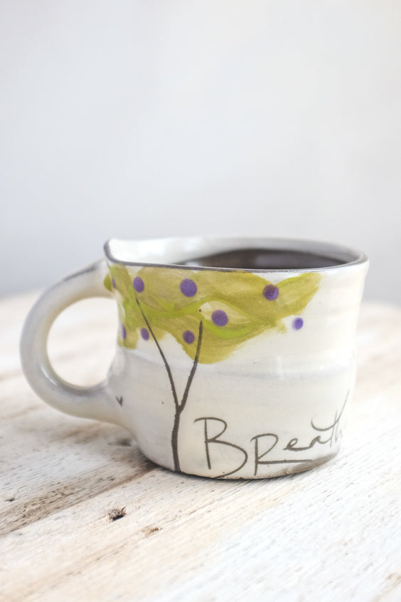 Plum Fruit Tree Mug Hand Painted Ceramic