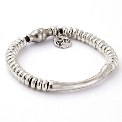 Delicate Silver on Leather Bracelet