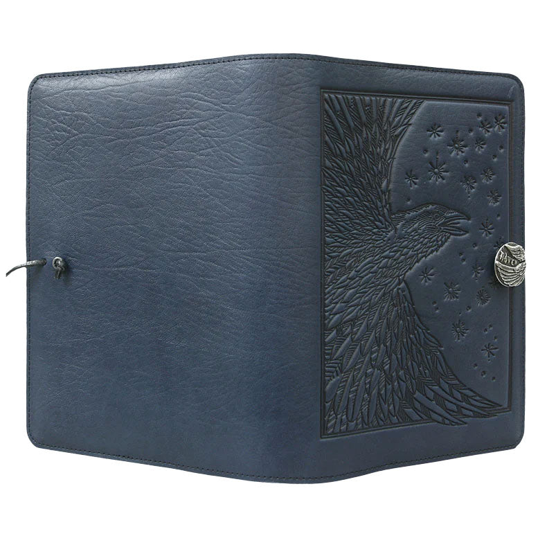 Small Leather Journal - Raven in Navy