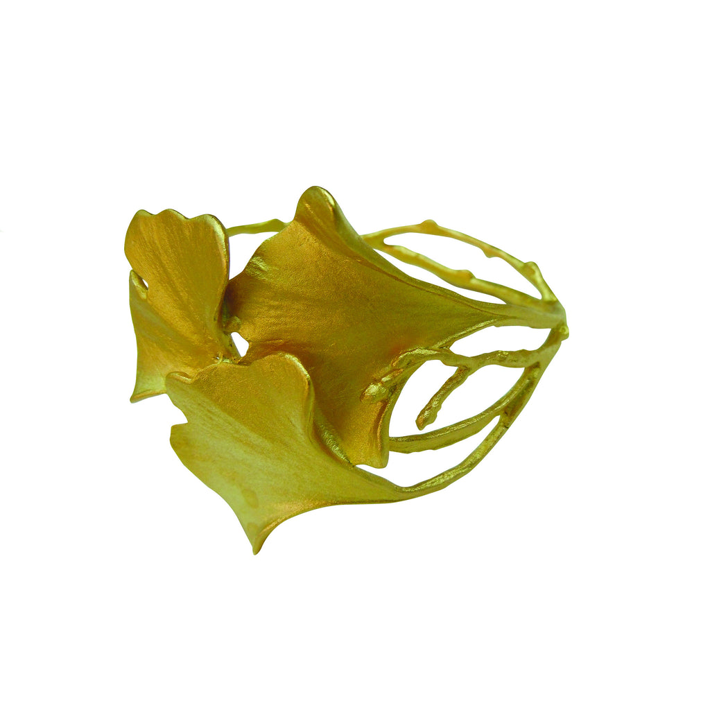 Ginkgo Bronze Cuff Bracelet by Michael Michaud