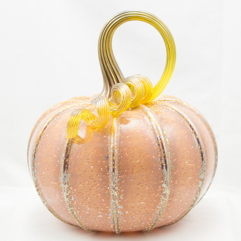 Handblown Glass Pumpkin in Amber Gold