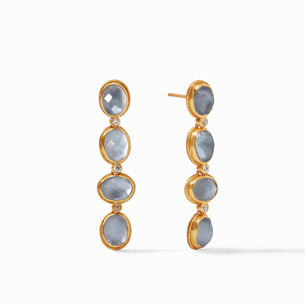 Calypso Statement Earring Gold Iridescent Slate Blue by Julie Vos