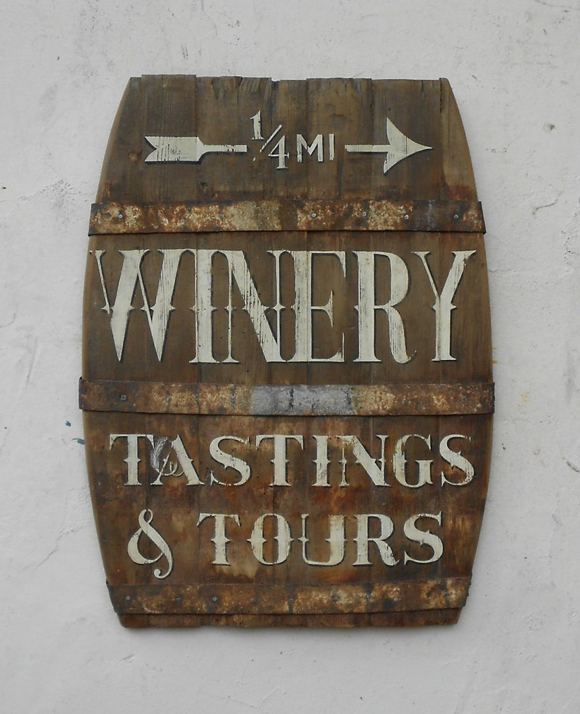 Winery on reclaimed barrel parts Americana Art