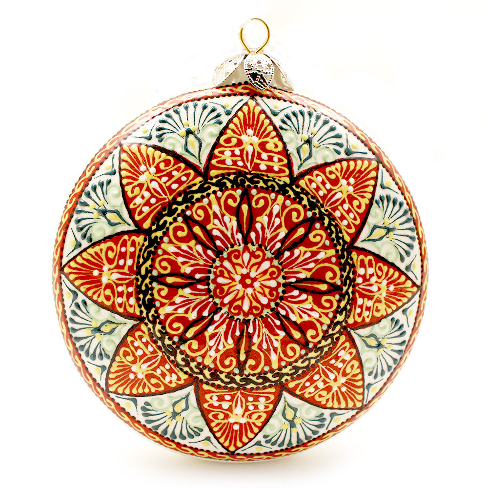 Red, Green, Gold, On White Background Round Large