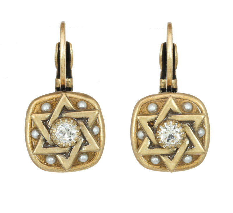 Gold White Crystal Pearl Earrings