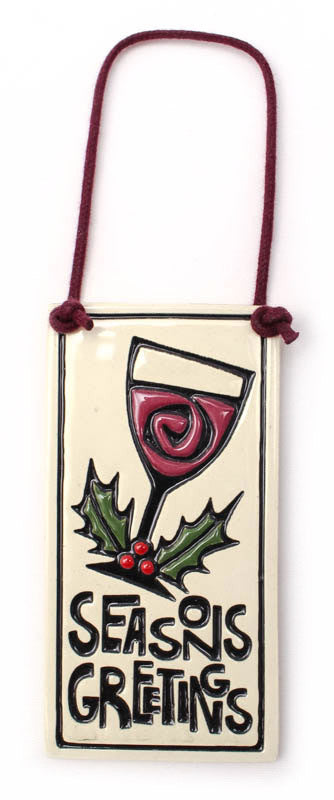 Season'S Greetings Wine Tag Ceramic Tile