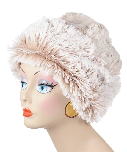 Cuddly Faux Fur Sand with Foxy Beach Beanie Medium