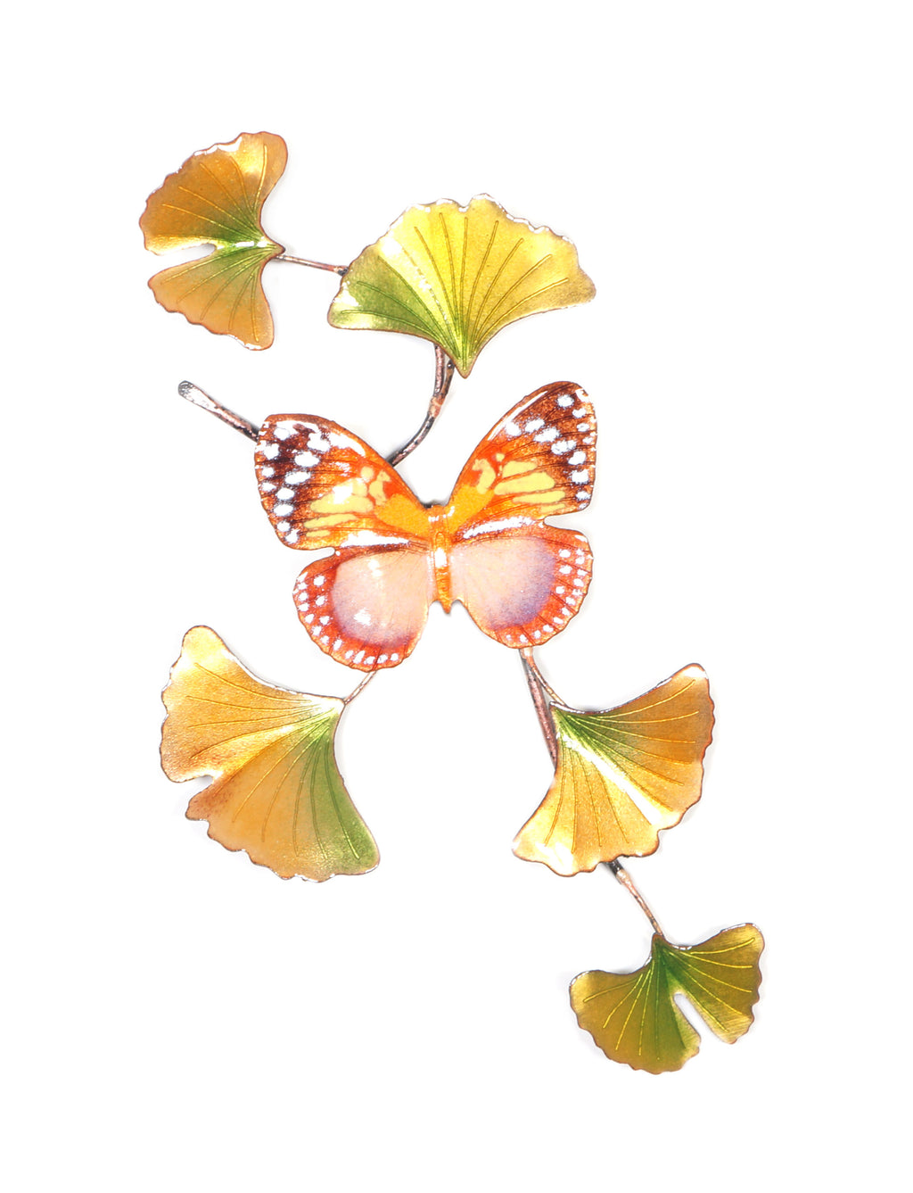 Forest Queen Butterfly on Ginkgo Branch Wall Art by Bovano Cheshire