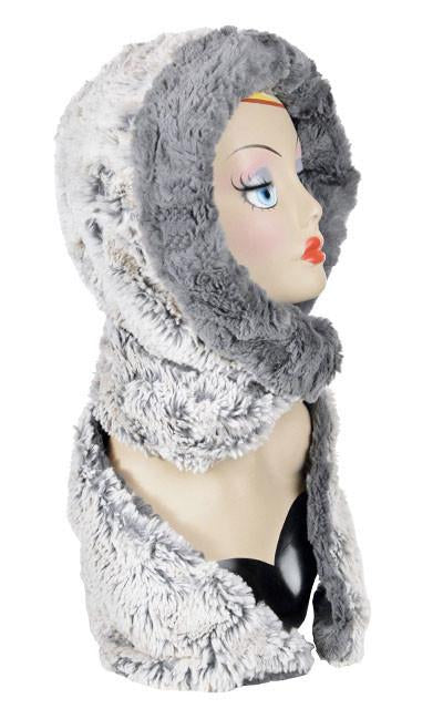 Silver Stratus with Cuddly Stone Luxury Faux Fur Hoody Scarf