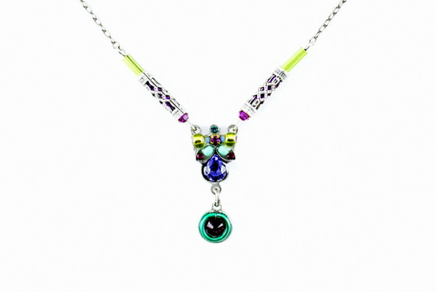 Multi Color Delicate Mosaic Necklace by Firefly Jewelry