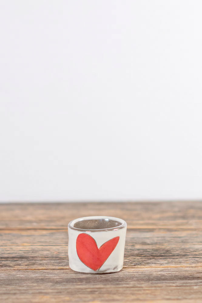 Heart Shot Glass/Bud Vase Hand Painted Ceramic