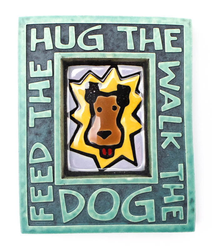 Hug the Dog Small Ceramic Tile