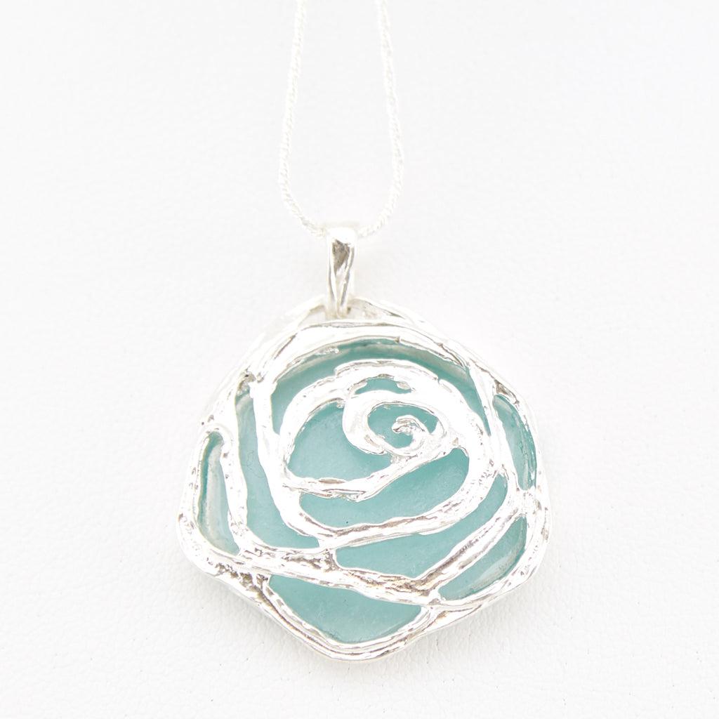 Silver Drip Washed Roman Glass Necklace
