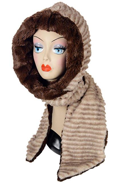Cornish Rex with Cuddly Chocolate Luxury Faux Fur Hoody Scarf