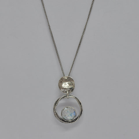 Double Circle Drop Roman Glass Necklace