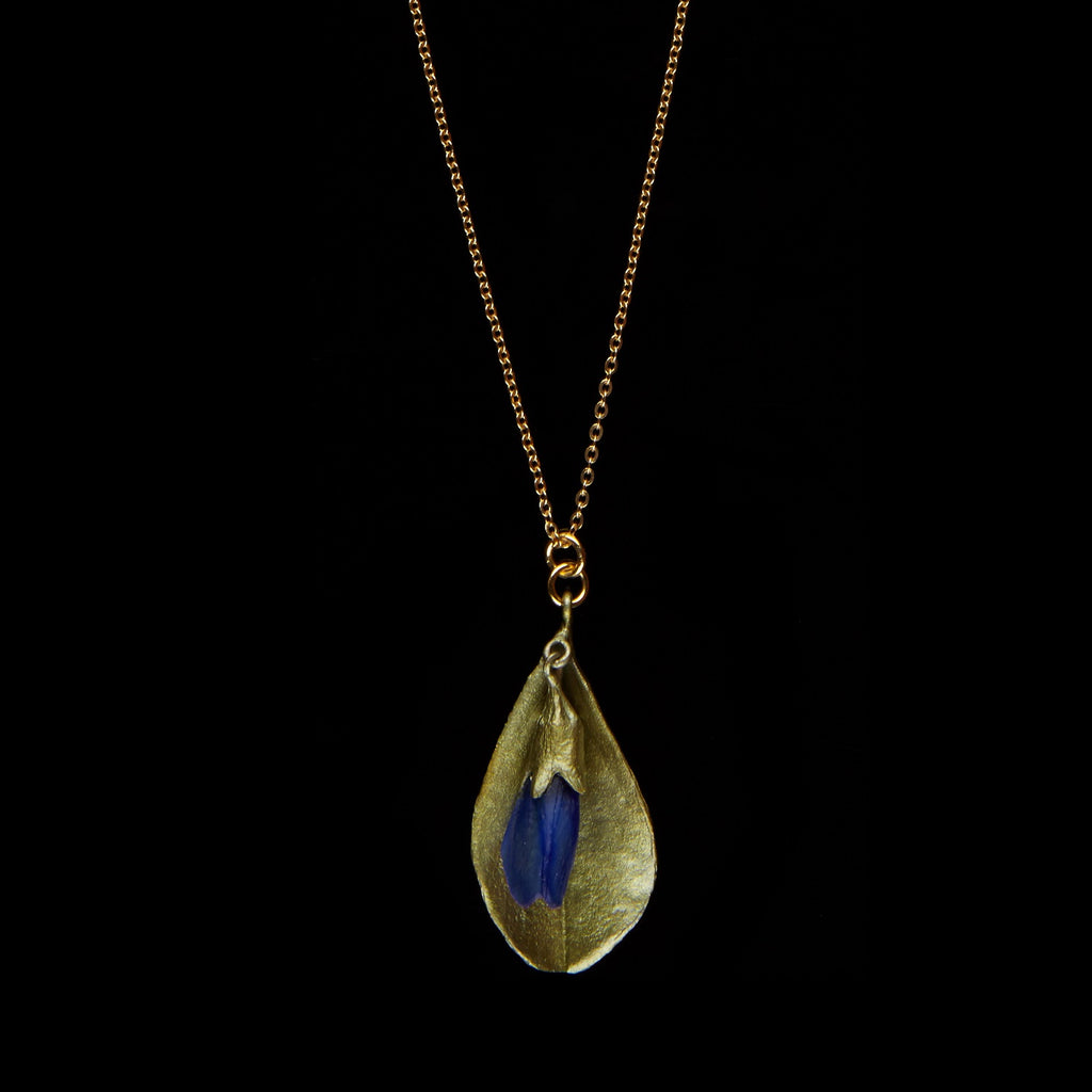 False Indigo 16'' Adj. Glass Pendant on Chain By Michael Michaud