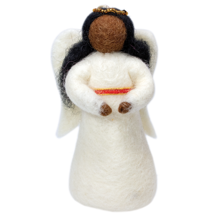 Peace Angel Wool Ornament in Red