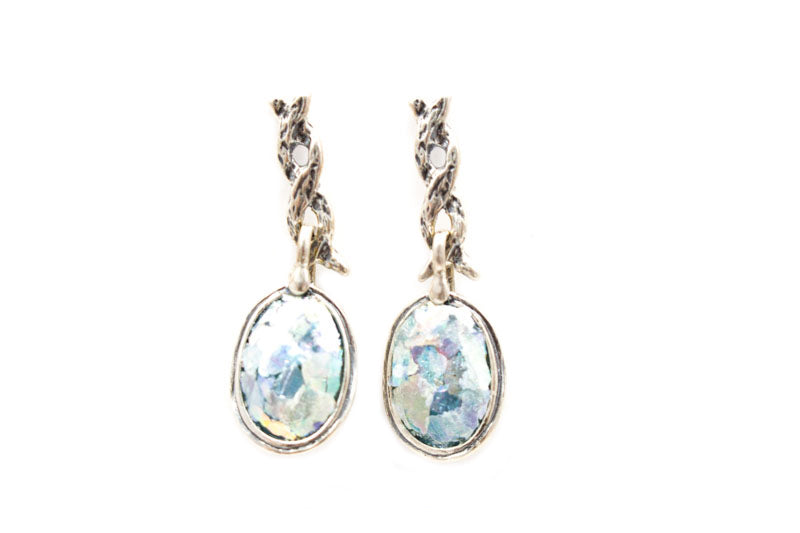 Rope Post Roman Glass Earrings