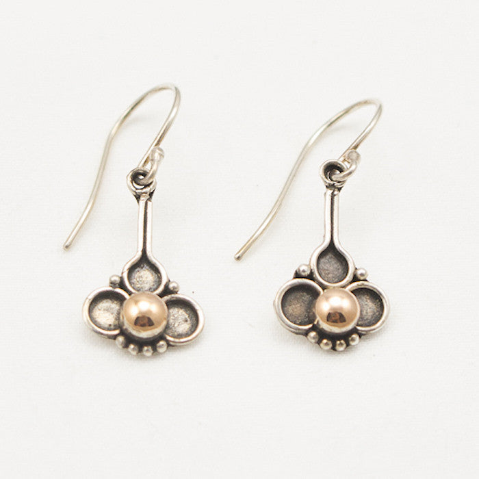 Sterling Silver Drop Earrings with 22K Gold