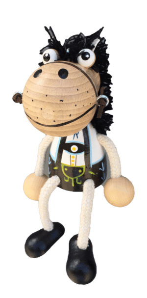 Horse with Lederhosen Handcrafted Wooden Jumpie