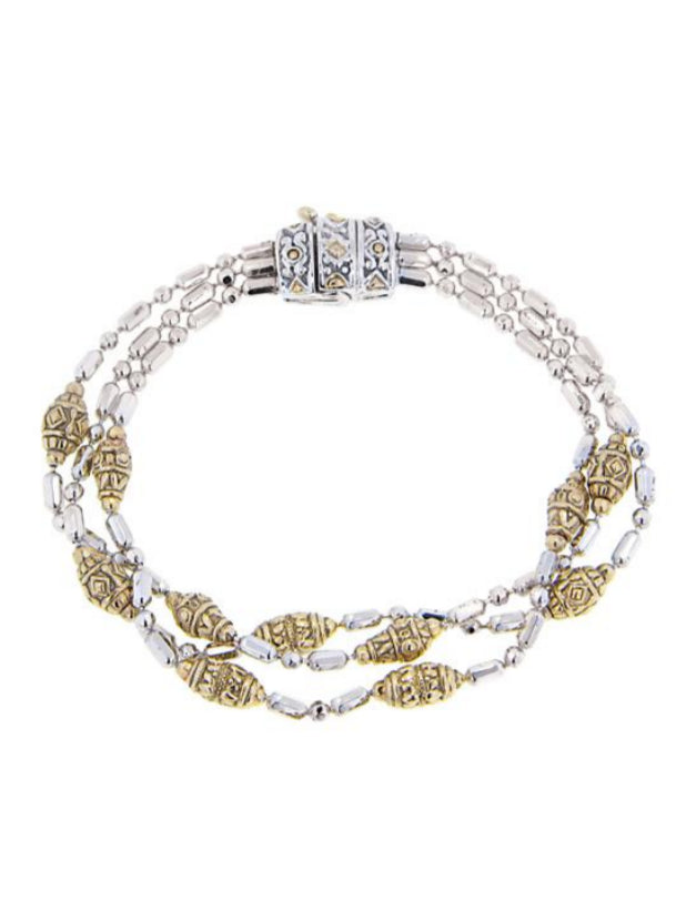 Beaded Two Tone Triple Strand Bracelet by John Medeiros