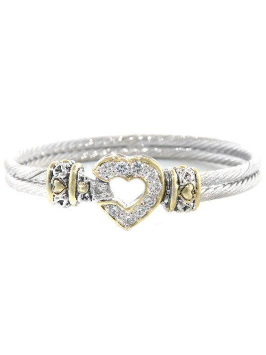 Heart Collection Pave Heart Double Wire Bracelet