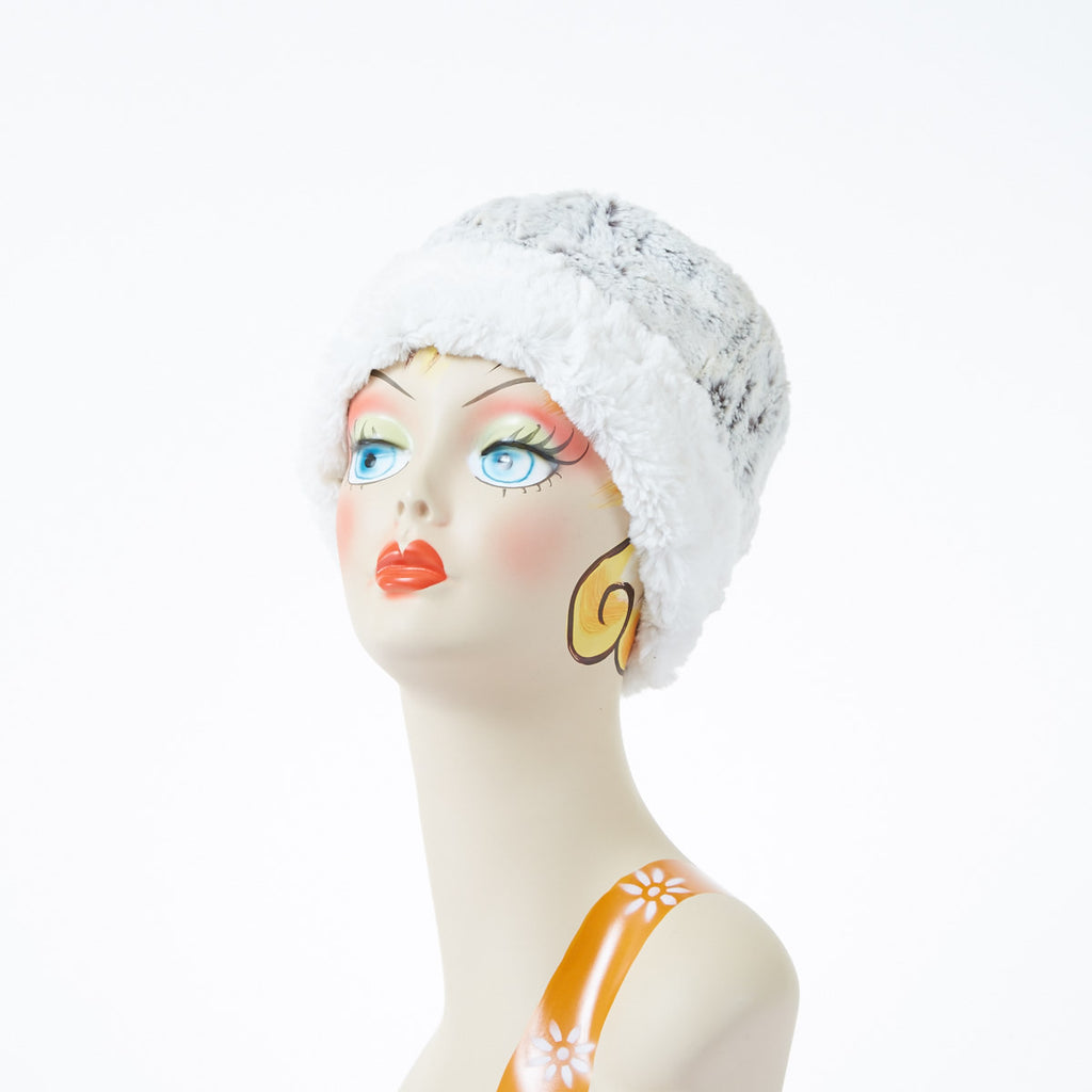 Khaki with Cuddly Ivory Luxury Faux Fur Cuffed Pillbox Hat