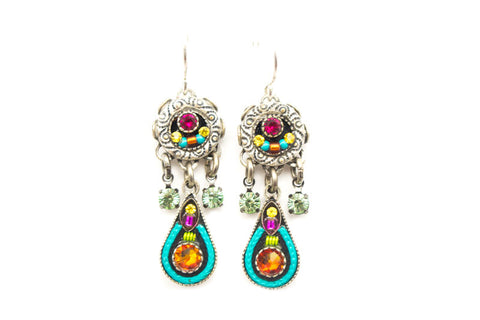 Multi Color Circle Tear Drop Earrings by Firefly Jewelry