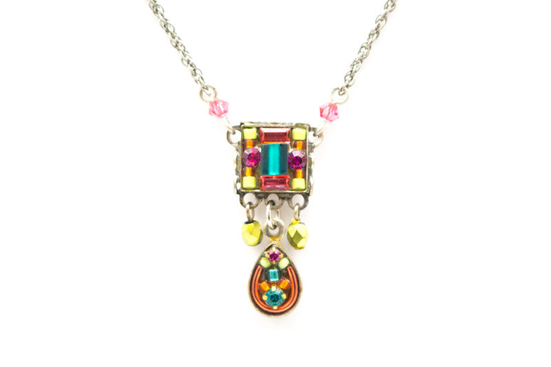 Padpardascha Petite Mosaic Square Pendant by Firefly Jewelry