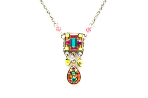 Padpardascha Petite Mosaic Square Pendant by Firefly Jewelry