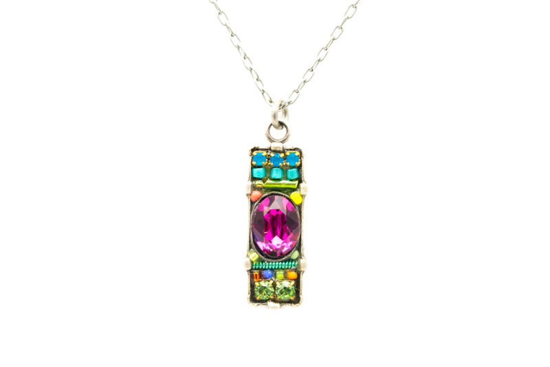 Multi Color Dainty Bar Pendant Necklace by Firefly Jewelry