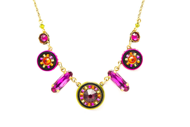 Ruby La Dolce Vita Circle w/ Drop Necklace by Firefly Jewelry