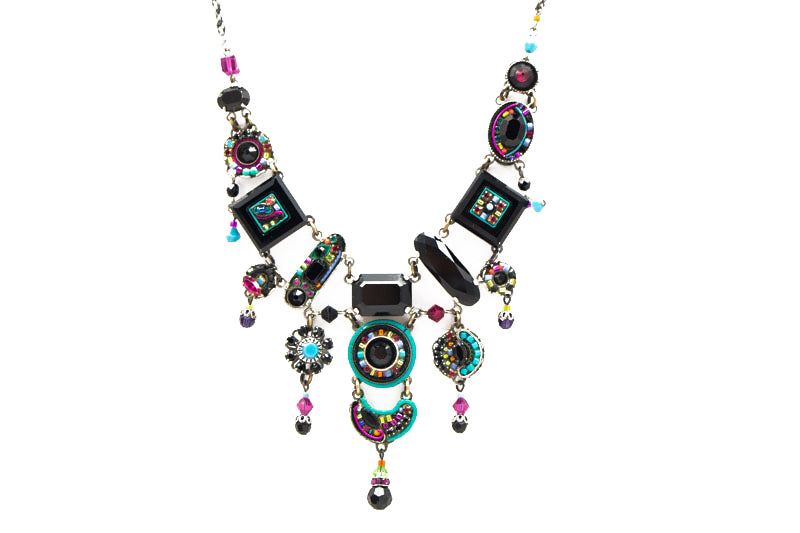 Multi Color Jet La Dolce Vita Elaborate Necklace by Firefly Jewelry