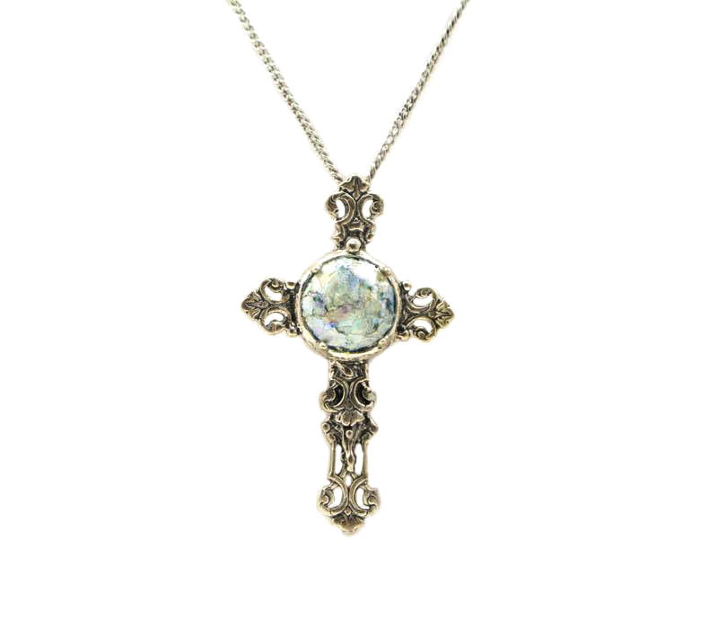 Cross Roman Glass Necklace