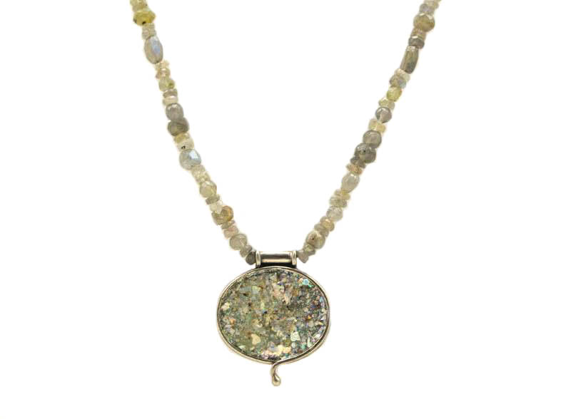 Beaded Labradorite Roman Glass Necklace