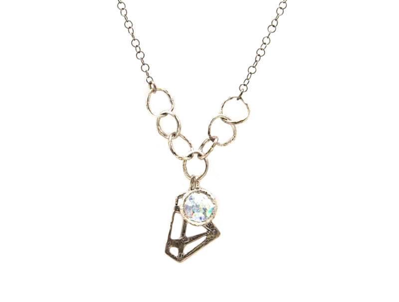 Diamond in the Rough Patina Roman Glass Necklace