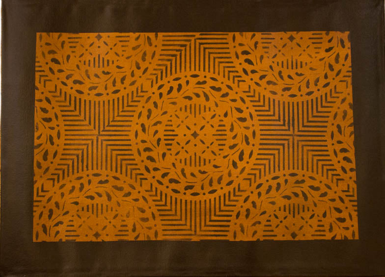 Edward Durant House Circle with Border in Antique Floorcloth - 2 feet x 3 feet