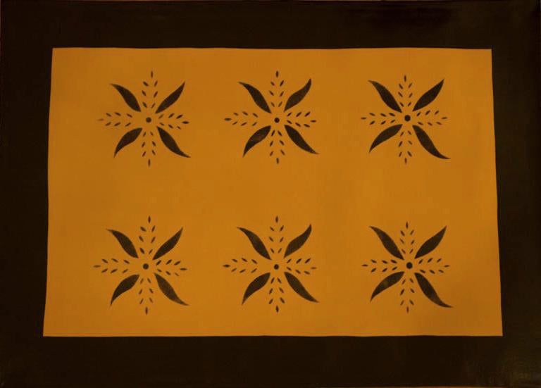 May House with Border in Yellow Ochre Floorcloth