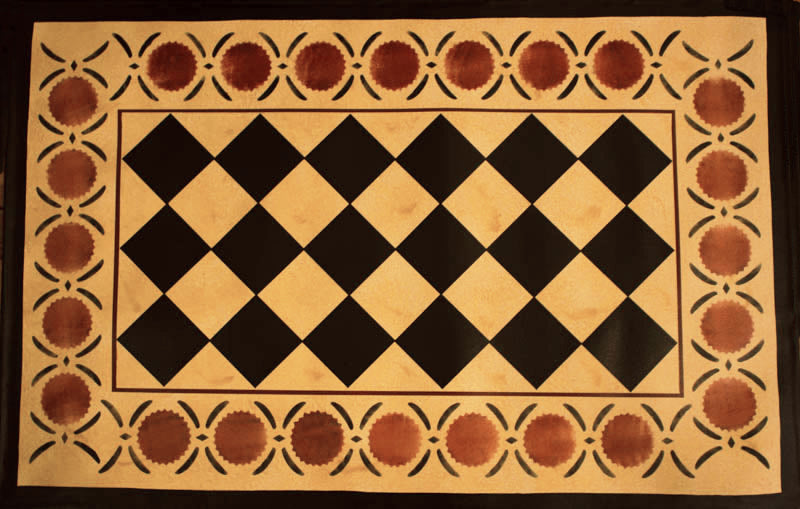 Diamond with Pomegranate in Marble Floorcloth - 32 inches x 52 inches