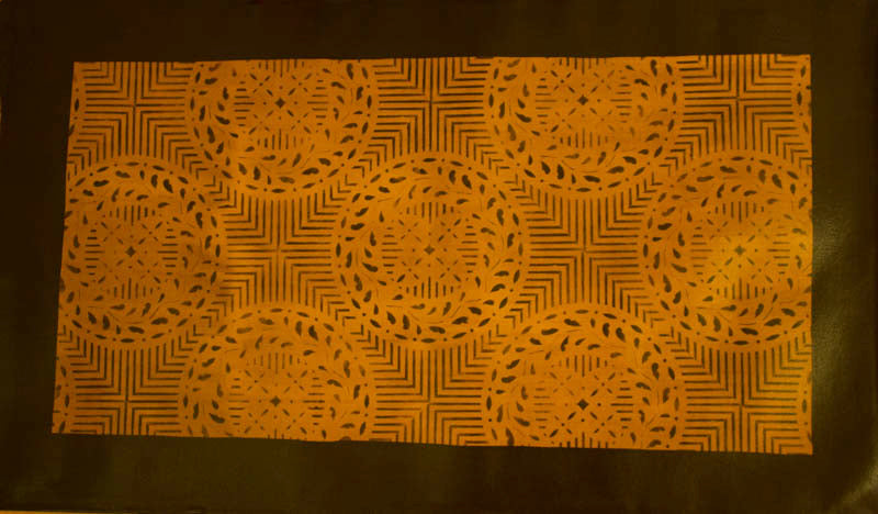 Edward Durant House Circle with Border in Antique Floorcloth - 32 inches x 52 inches