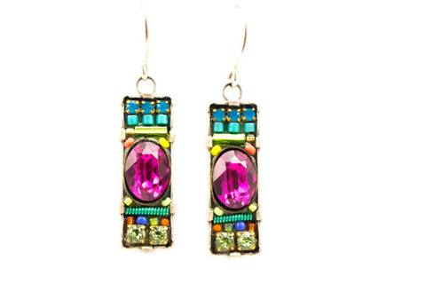 Multi Color Dainty Bar Earrings by Firefly Jewelry