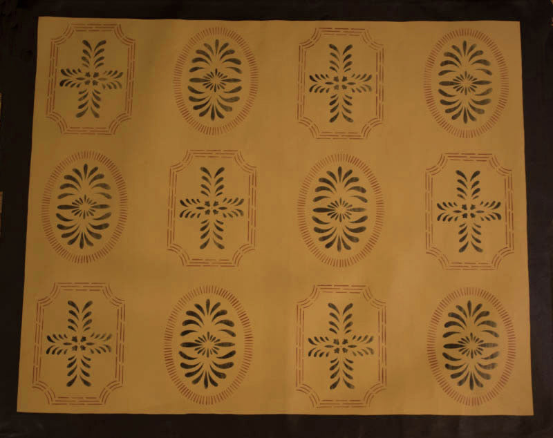 Bump Tavern Floorcloth with Border in Sage Green - 4 feet x 5 feet
