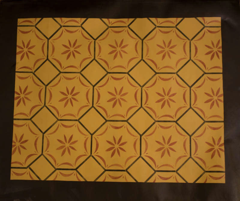 Medfield, MA Floorcloth with Border in Sage Green