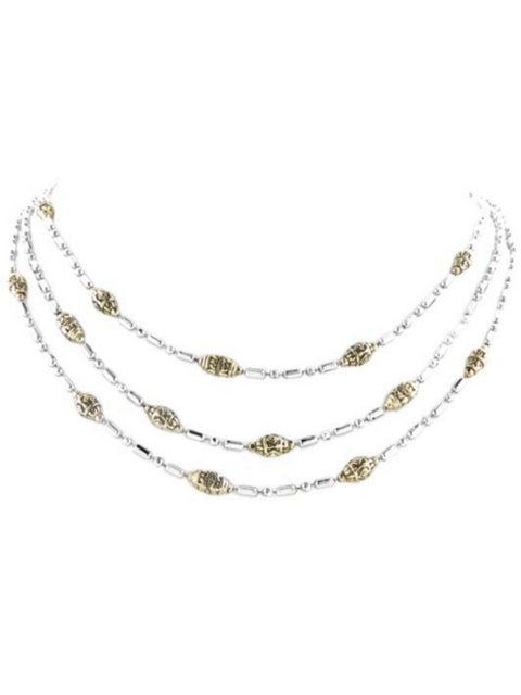 Beaded Two Tone Triple Strand Necklace by John Medeiros