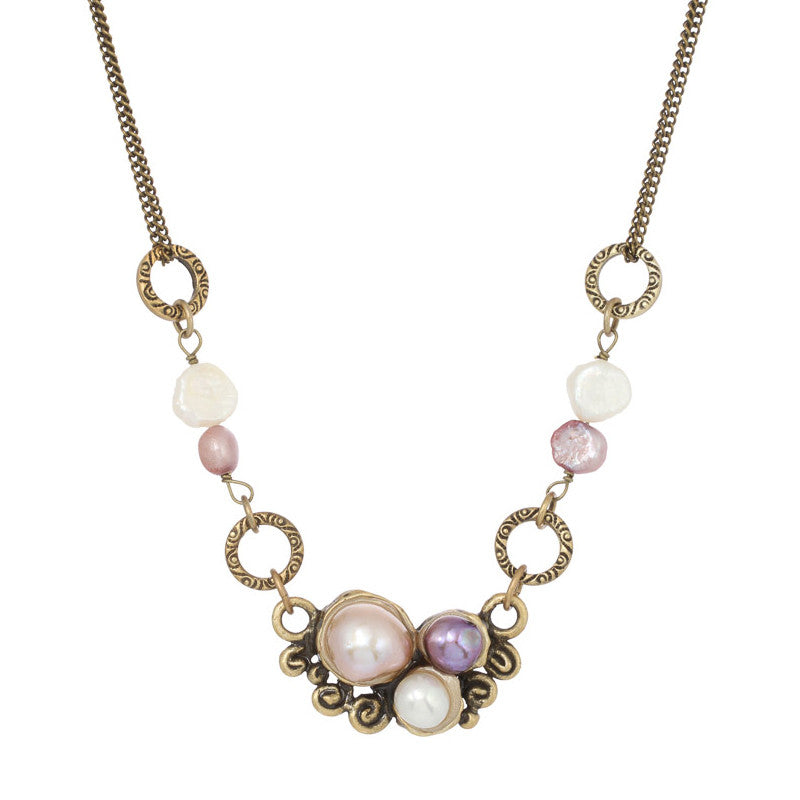 Constellation 3 Bead Swirl Double Chain Necklace by Michal Golan