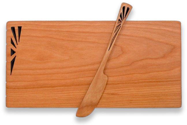 Cheese Board with Spreader with Sunbeam Design