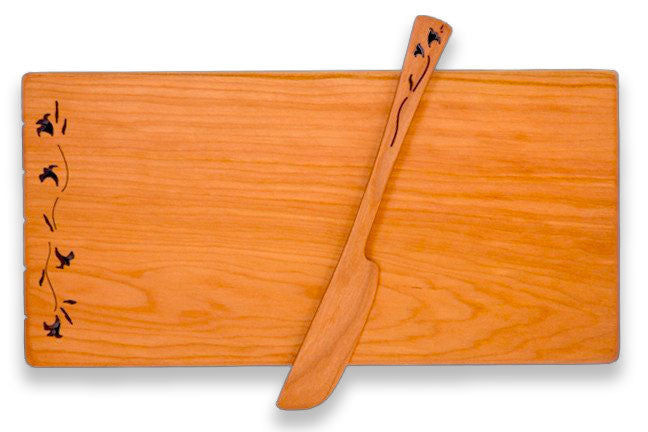 Cheese Board with Spreader with Flower Design