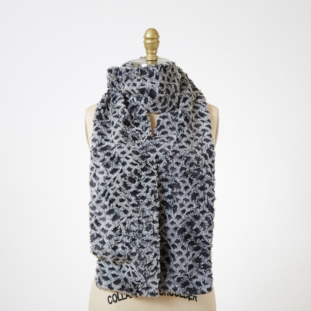 Snow Owl withCuddly Black Luxury Faux Fur Scarf