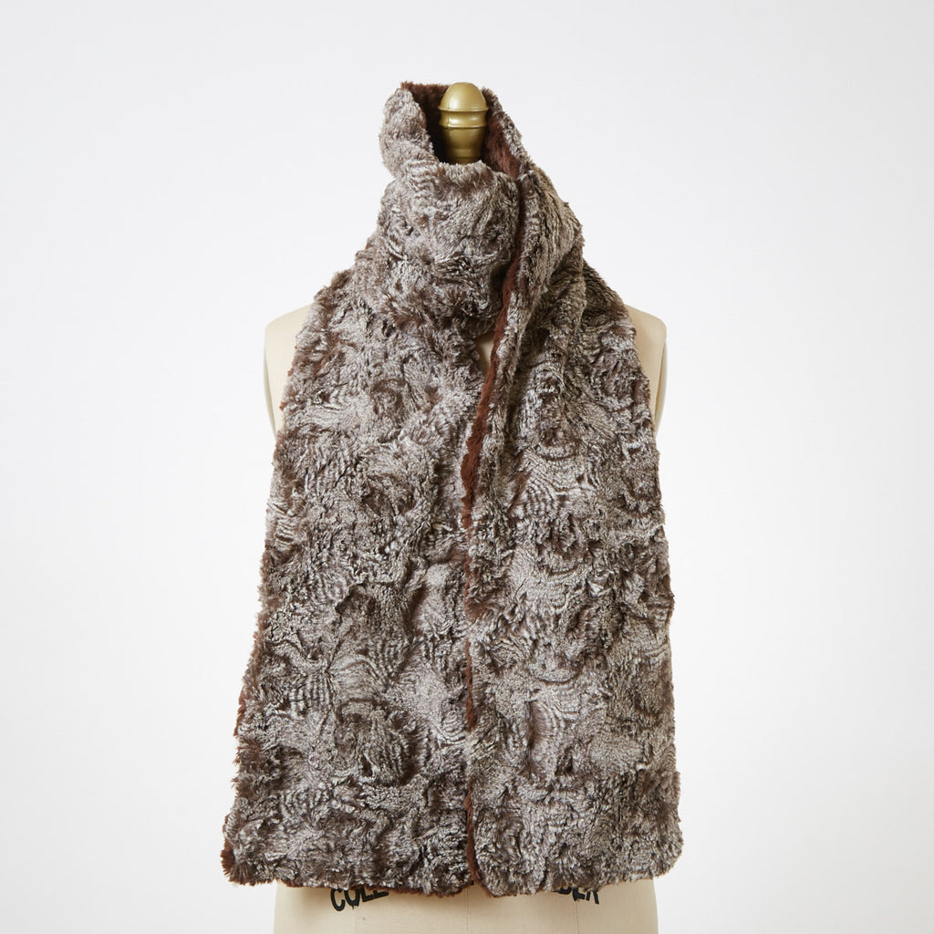 Cuddly Chocolate with Praline Swirl Luxury Faux Fur Scarf