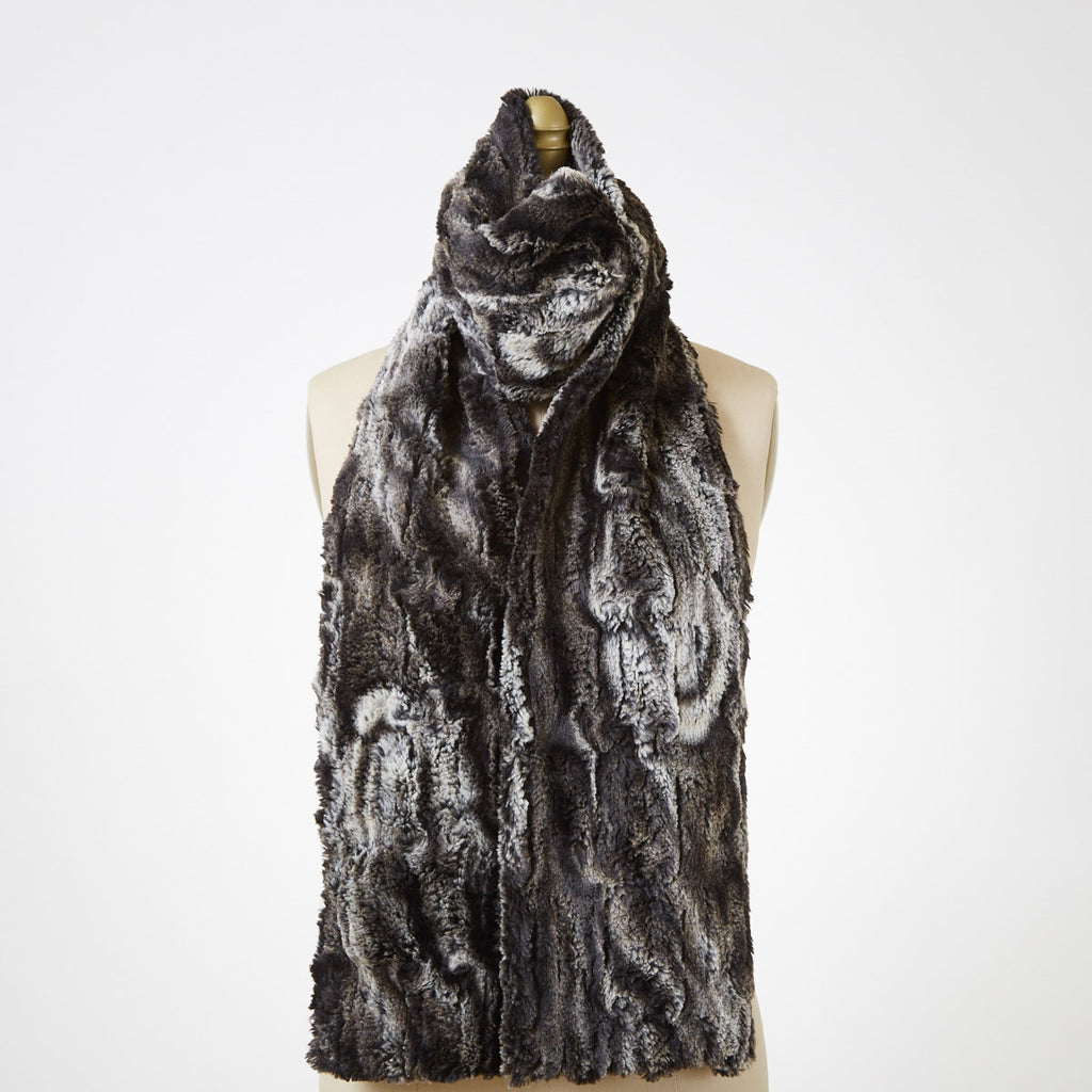 Agate In Black Luxury Faux Fur Scarf